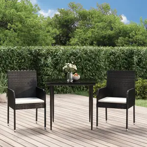 vidaXL Ensemble à manger de jardin avec coussins 3 pcs Noir pas cher