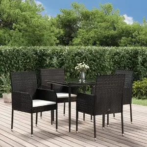 vidaXL Ensemble à manger de jardin coussins 5pcs Noir Résine tressée pas cher