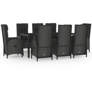 vidaXL Ensemble à manger jardin 9pcs et coussins noir résine tressée pas cher