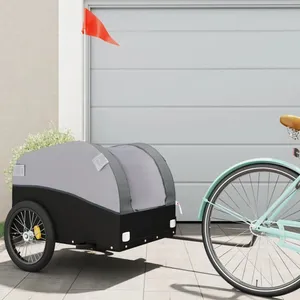 Comparateur de prix : vidaXL Remorque de vélo noir et gris 45 kg fer