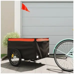 Comparateur de prix : vidaXL Remorque de vélo noir et orange 45 kg fer