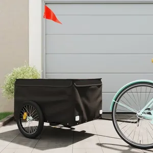 vidaXL Remorque de vélo noir 45 kg fer pas cher