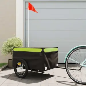 Comparateur de prix : vidaXL Remorque de vélo noir et vert 45 kg fer
