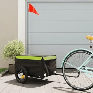 Comparateur de prix : vidaXL Remorque de vélo noir et vert 30 kg fer