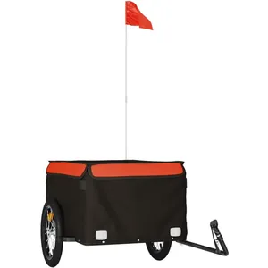 Comparateur de prix : vidaXL Remorque de vélo noir et orange 45 kg fer