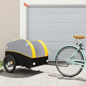 Comparateur de prix : Vidaxl - Remorque pour vélo noir et jaune 45 kg fer Jaune