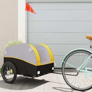 Comparateur de prix : vidaXL Remorque de vélo noir et jaune 45 kg fer