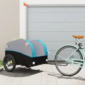 vidaXL Vidaxl Remorque Pour Vélo Noir Et Bleu 45 Kg Fer