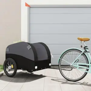vidaXL Remorque de vélo noir 45 kg fer pas cher