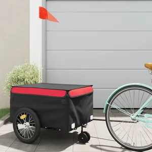 vidaXL Remorque de vélo noir et rouge 45 kg fer pas cher