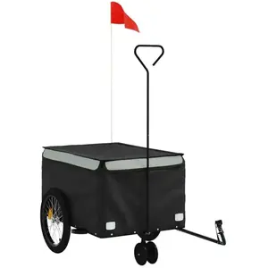 vidaXL Remorque de vélo noir et gris 30 kg fer pas cher