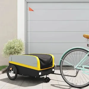 Comparateur de prix : vidaXL Remorque de vélo noir et jaune 45 kg fer