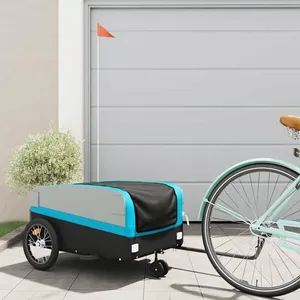 Comparateur de prix : vidaXL Remorque de vélo noir et bleu 45 kg fer
