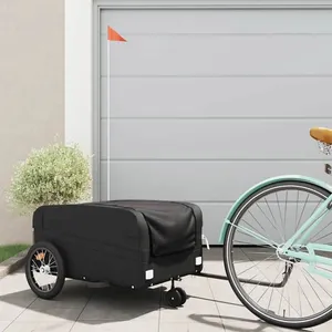 vidaXL Remorque de vélo noir 45 kg fer pas cher