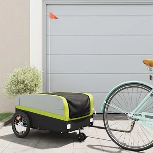 Comparateur de prix : vidaXL Remorque de vélo noir et vert 45 kg fer