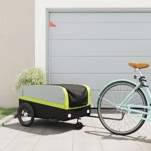 Comparateur de prix : vidaXL Remorque de vélo noir et vert 45 kg fer