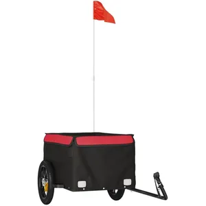 Comparateur de prix : vidaXL Remorque de vélo noir et rouge 30 kg fer