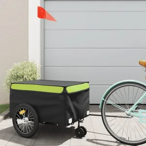 vidaXL Remorque de vélo noir et vert 45 kg fer pas cher