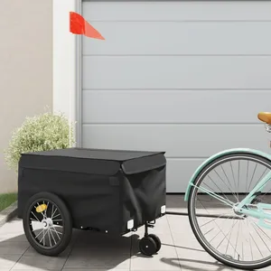 vidaXL Remorque de vélo noir 45 kg fer pas cher