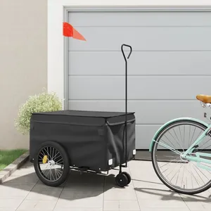 vidaXL Remorque de vélo noir 45 kg fer pas cher