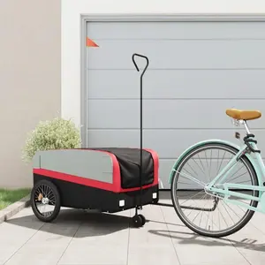 Comparateur de prix : vidaXL Remorque de vélo noir et rouge 45 kg fer