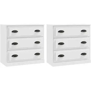 vidaXL Buffets 2 pcs blanc bois d'ingénierie pas cher