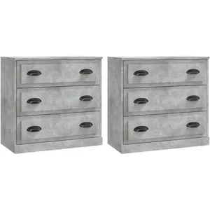 vidaXL Buffets 2 pcs gris béton bois d'ingénierie pas cher