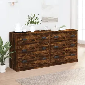vidaXL Sideboards 2 pcs. Chêne fumé Bois composite pas cher