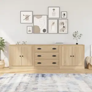 Comparateur de prix : vidaXL Buffets 3 pcs Chêne sonoma Bois d'ingénierie 3185218