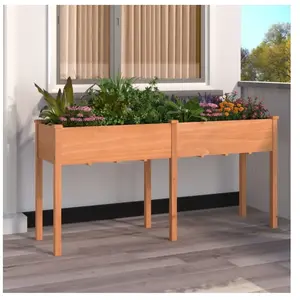 Comparateur de prix : vidaXL Jardinière avec doublure marron 161x45x76 cm bois massif sapin