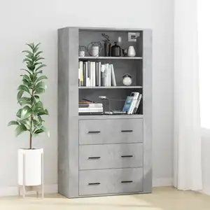 vidaXL Buffet haut Gris béton Bois d'ingénierie pas cher