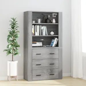 vidaXL Buffet haut Sonoma gris Bois d'ingénierie pas cher