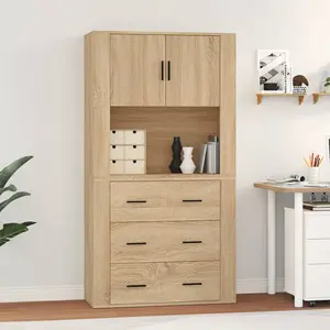 vidaXL Buffet haut Chêne sonoma Bois d'ingénierie pas cher