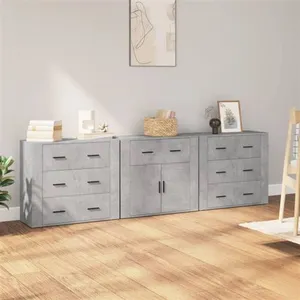 Comparateur de prix : vidaXL Buffets 3 pcs gris béton bois d'ingénierie