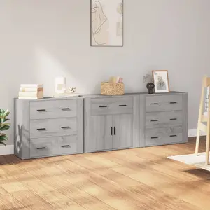 Comparateur de prix : vidaXL Buffets 3 pcs Sonoma gris Bois d'ingénierie