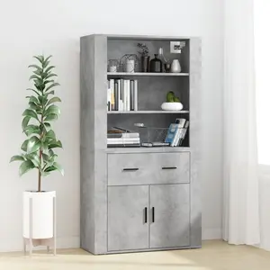 vidaXL Buffet haut Gris béton Bois d'ingénierie pas cher