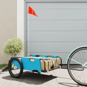vidaXL Remorque de vélo bleu tissu oxford et fer pas cher