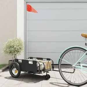 vidaXL Remorque de vélo noir tissu oxford et fer pas cher