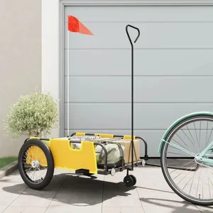Comparateur de prix : vidaXL Remorque de vélo jaune et noir tissu oxford et fer
