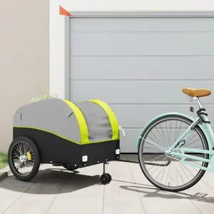 Comparateur de prix : vidaXL Remorque de vélo noir et vert 45 kg fer