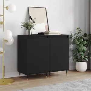 vidaXL Buffets 2 pcs noir 40x35x70 cm bois d’ingénierie pas cher