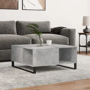 vidaXL Table basse gris béton 80x80x36,5 cm bois d'ingénierie pas cher