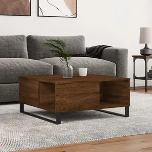 vidaXL Table basse chêne marron 80x80x36,5 cm bois d'ingénierie pas cher