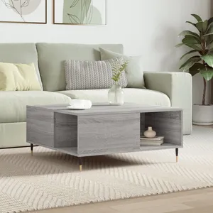 vidaXL Table basse sonoma gris 80x80x36,5 cm bois d'ingénierie pas cher