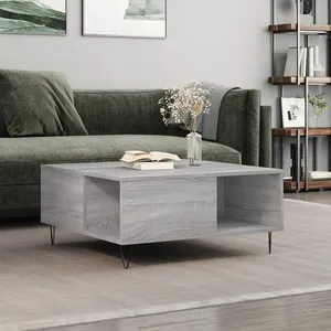 vidaXL Table basse sonoma gris 80x80x36,5 cm bois d'ingénierie pas cher