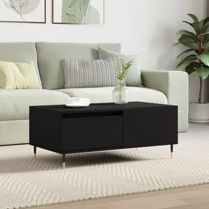 vidaXL Table basse Noir 90x50x36,5 cm Bois d'ingénierie pas cher