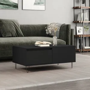 vidaXL Table basse Noir 90x50x36,5 cm Bois d'ingénierie pas cher