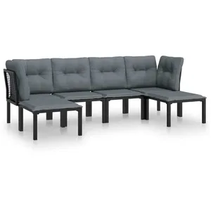 Comparateur de prix : vidaXL Salon de jardin 6 pcs noir et gris résine tressée
