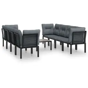 vidaXL Salon de jardin 9 pcs noir et gris résine tressée pas cher