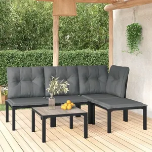 vidaXL Salon de jardin 5 pcs noir et gris résine tressée pas cher